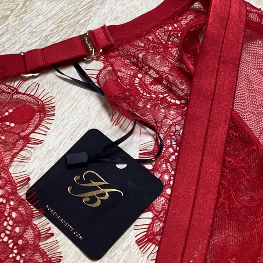 SOLD❤️Honey Birdette Belinda Crimson Bodysuit Size Small NWT - Picture 6 of 8